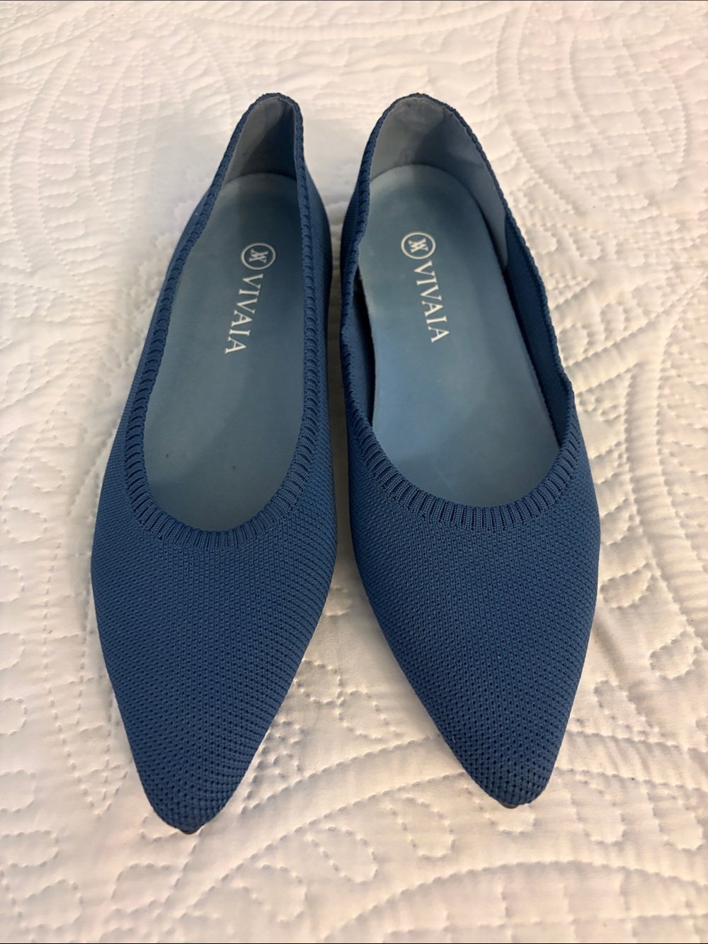 VIVAIA Women's Pointed Knit Ballet Flats — Cadet Blue